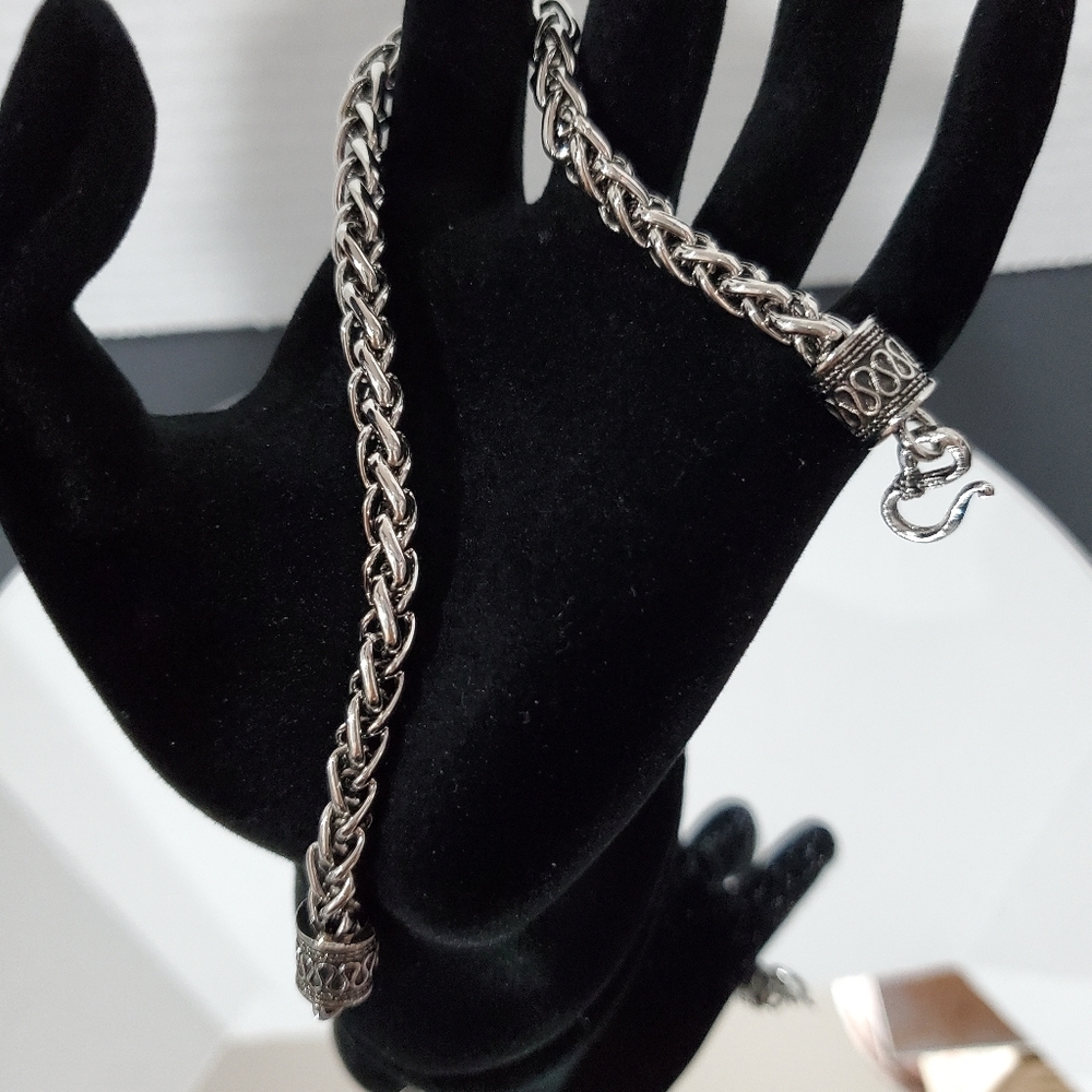 Beautiful Silver Tone Rope Chain 8.5" Bracelet 👀 UNISEX Costume Jewelry ❤
